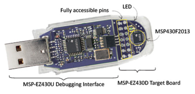 Texas Instruments’ self-powered MSP-EZ430D/U “dev kit-on-a-stick” Texas Instruments’ self-powered MSP-EZ430D/U